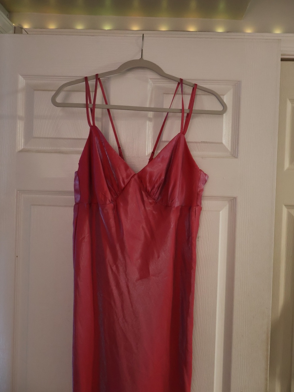 Women's Wilde Fable Pink/Red Iridescent Satin Slip Dress